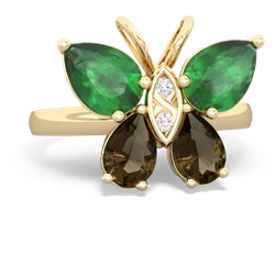 Emerald Butterfly 14K Yellow Gold ring R2215