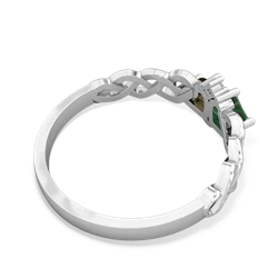 Emerald Heart To Heart Braid 14K White Gold ring R5870