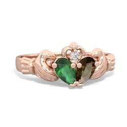 Emerald 'Our Heart' Claddagh 14K Rose Gold ring R2388