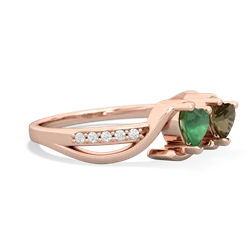 Emerald Side By Side 14K Rose Gold ring R3090