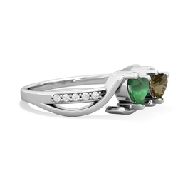 Emerald Side By Side 14K White Gold ring R3090