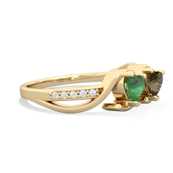 Emerald Side By Side 14K Yellow Gold ring R3090