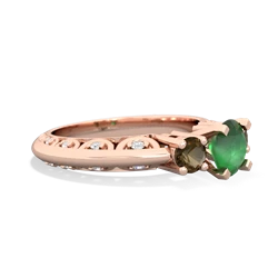 Emerald Art Deco Eternal Embrace Engagement 14K Rose Gold ring C2003