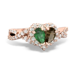 Emerald Diamond Twist 'One Heart' 14K Rose Gold ring R2640HRT