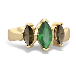 Emerald Three Peeks 14K Yellow Gold ring R2433