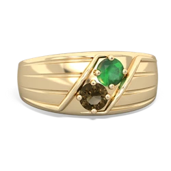 Emerald Men's Streamline 14K Yellow Gold ring R0460