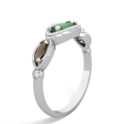 Emerald Milgrain Marquise 14K White Gold ring R5700