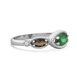 Emerald Milgrain Marquise 14K White Gold ring R5700