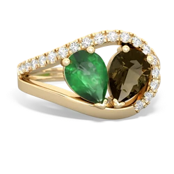 Emerald Nestled Heart Keepsake 14K Yellow Gold ring R5650