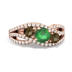 Emerald Three Stone Aurora 14K Rose Gold ring R3080