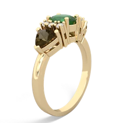 Emerald Antique Style Three Stone 14K Yellow Gold ring R2186