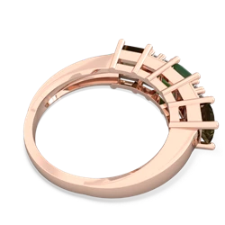 Emerald Three Stone Diamond Cluster 14K Rose Gold ring R2592