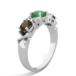 Emerald Hugs And Kisses 14K White Gold ring R5016