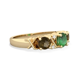 Emerald Hugs And Kisses 14K Yellow Gold ring R5016