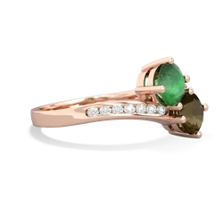 Emerald Channel Set Two Stone 14K Rose Gold ring R5303