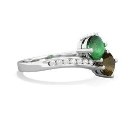 Emerald Channel Set Two Stone 14K White Gold ring R5303