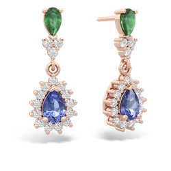 Emerald Halo Pear Dangle 14K Rose Gold earrings E1882