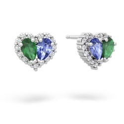 Emerald Halo 14K White Gold earrings E7008