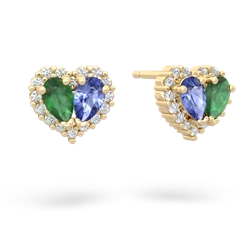 Emerald Halo 14K Yellow Gold earrings E7008