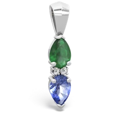 Emerald Bowtie Drop 14K White Gold pendant P0865