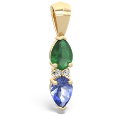 Emerald Bowtie Drop 14K Yellow Gold pendant P0865
