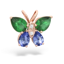 Emerald Butterfly 14K Rose Gold pendant P2215