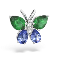 Emerald Butterfly 14K White Gold pendant P2215