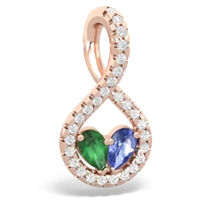 Emerald Pave Twist 'One Heart' 14K Rose Gold pendant P5360