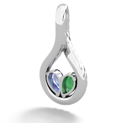 Emerald Pave Twist 'One Heart' 14K White Gold pendant P5360