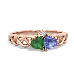 Emerald Heart To Heart Braid 14K Rose Gold ring R5870