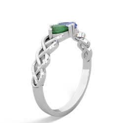 Emerald Heart To Heart Braid 14K White Gold ring R5870