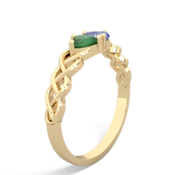 Emerald Heart To Heart Braid 14K Yellow Gold ring R5870