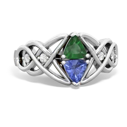 Emerald Keepsake Celtic Knot 14K White Gold ring R5300