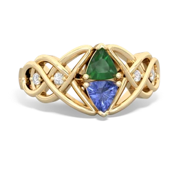 Emerald Keepsake Celtic Knot 14K Yellow Gold ring R5300