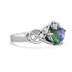 Emerald 'One Heart' Celtic Knot Claddagh 14K White Gold ring R5322