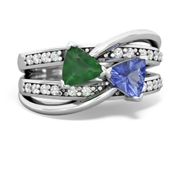 Emerald Bowtie 14K White Gold ring R2360