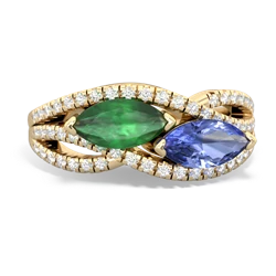 Emerald Diamond Rivers 14K Yellow Gold ring R3070