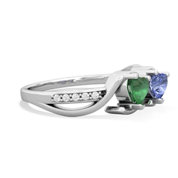 Emerald Side By Side 14K White Gold ring R3090