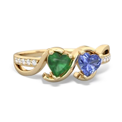 Emerald Side By Side 14K Yellow Gold ring R3090