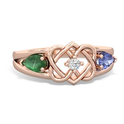 Emerald Hearts Intertwined 14K Rose Gold ring R5880