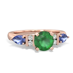 Emerald 6Mm Round Eternal Embrace Engagement 14K Rose Gold ring R2005