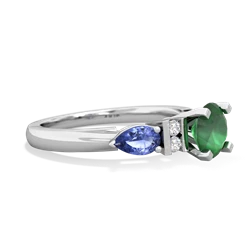 Emerald 6Mm Round Eternal Embrace Engagement 14K White Gold ring R2005