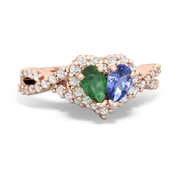 Emerald Diamond Twist 'One Heart' 14K Rose Gold ring R2640HRT