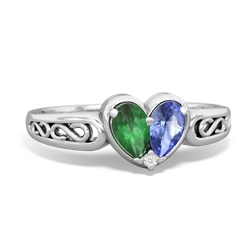 Emerald Filligree 'One Heart' 14K White Gold ring R5070