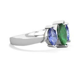 Emerald Three Peeks 14K White Gold ring R2433