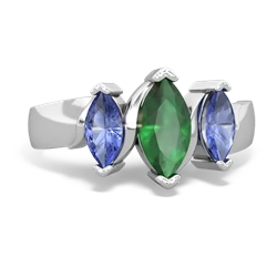 Emerald Three Peeks 14K White Gold ring R2433