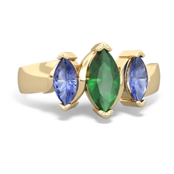 Emerald Three Peeks 14K Yellow Gold ring R2433