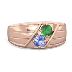 Emerald Men's Streamline 14K Rose Gold ring R0460