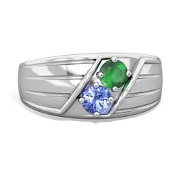 Emerald Men's Streamline 14K White Gold ring R0460