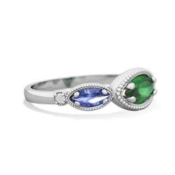 Emerald Milgrain Marquise 14K White Gold ring R5700